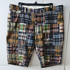 Men's Polo by Ralph Lauren Classic Patchwork Plaid Flat Front  Shorts - 36 -